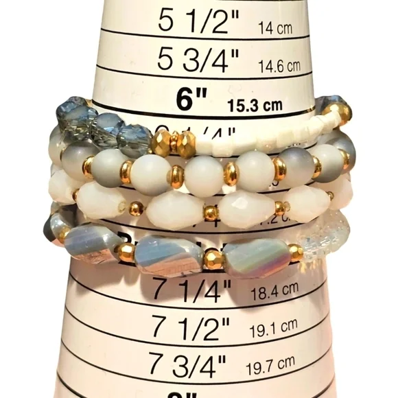 NEW LORI'S GIFTS Glass Bead Stretch Bracelet Set - Picture 6 of 7